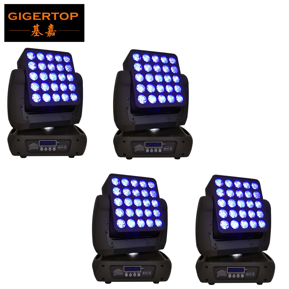 

Gigertop 4 Pack 400W Stage Background Audience Light 25 x 12W RGBW Matrix Led Moving Head Light DJ Wedding Party Show Live
