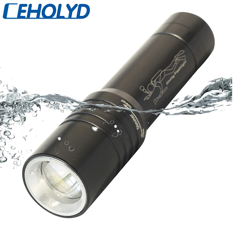 

XM-L T6 Zoom LED Diving Flashlight Waterproof Lantern Lamp 18650 Battery Torch Bulbs for Swimming Underwater 80m Litwod Strobe
