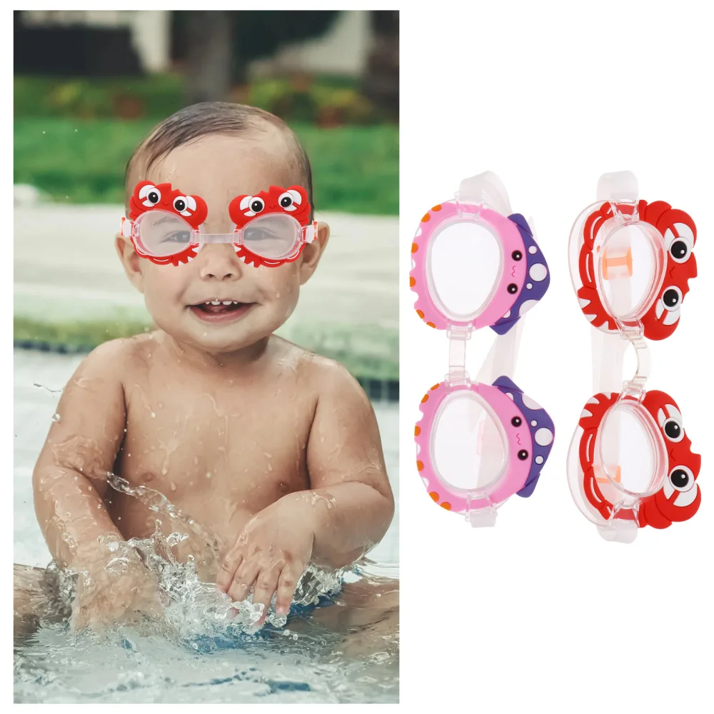 

2 Pairs of Kid Swimming Eyewear Cartoon Anti-fog Glasses Swimming Goggles