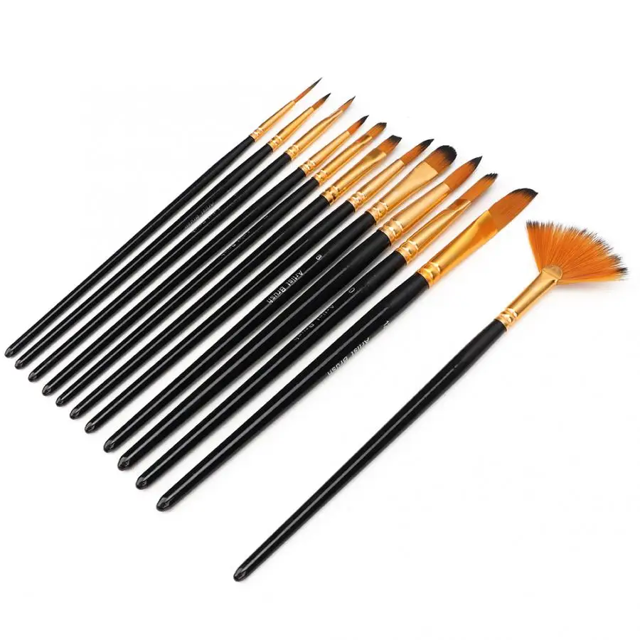 Акварельная кисть ручка водяная 12 шт. высокого качества с чёрным нейлоновым