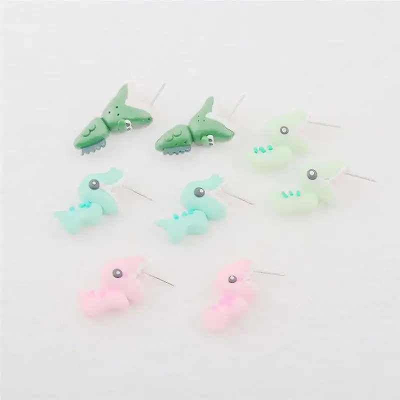 Imixlot серьги-гвоздики из мягкой глины в виде динозавра сделай сам Реалистичные 3D