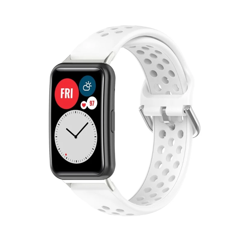 

Breathable Replacement Silicone Wrist Sport Strap Watch Band for -HUAWEI Watch Fit 1.64" Vivid AMOLED Display Watch 40JB