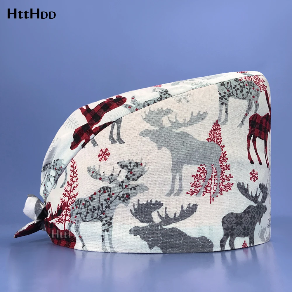 

Fashion Cotton Unisex Spa Scrub Hat Veterinary Pet Shop Medical Care Accessories Work Cap Multicolor Print Breathable Scrub Hats