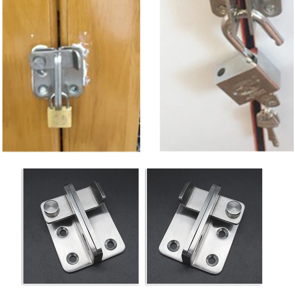 

Free Punching Simple Bolt Anti-theft Security Door Turn On Left / Right Brief Thick Stainless Steel Locker Lock Hasp Buckle