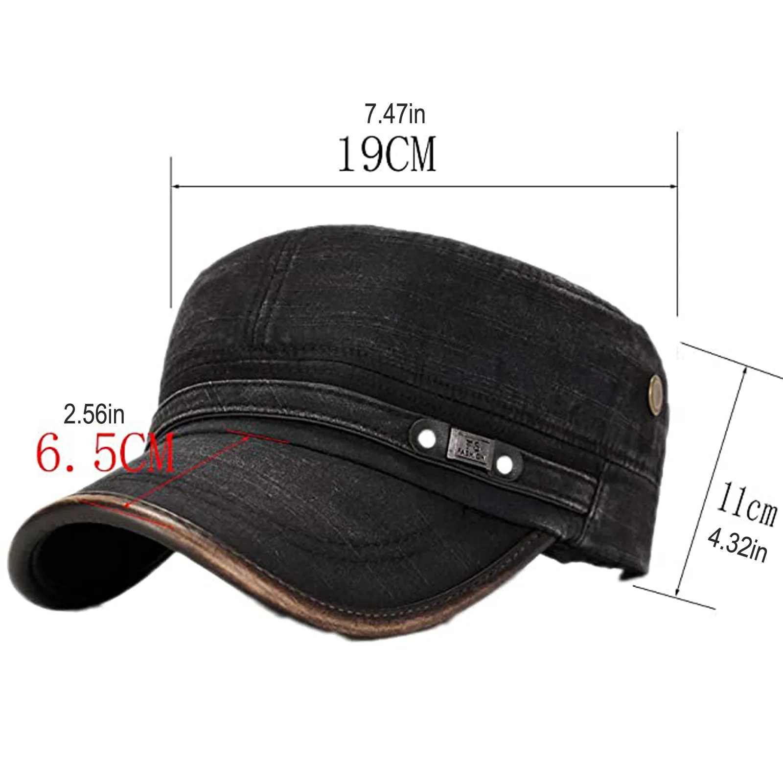

Classic Vintage Washed Cotton Military Caps Flat Top Mens Adjustable Fitted Thicker Cap Winter Warm Hat Sunshade Ear Caps#p3