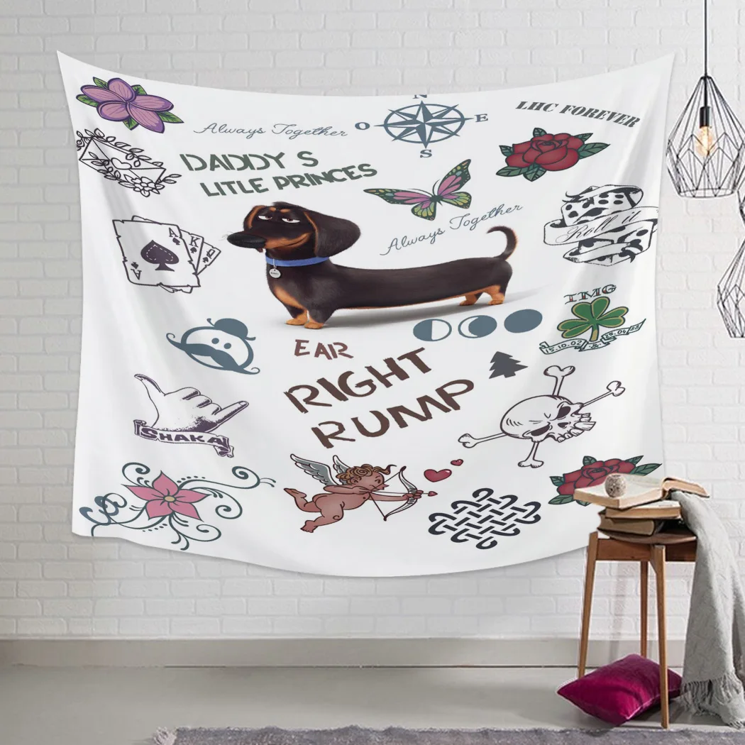 Цветок таксы Любовь Покер компас настенный Декор стены Искусство гобелен