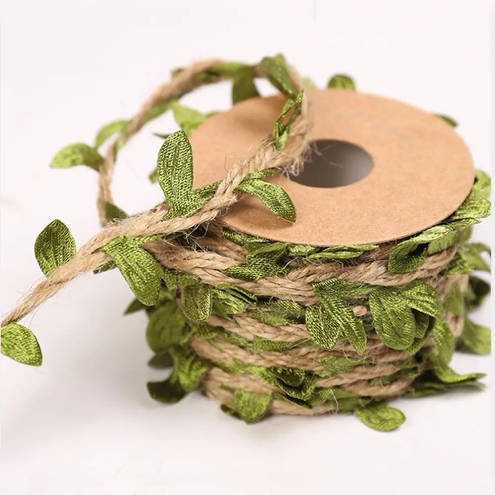 Джутовая веревка с зелеными листьями 5 м | Дом и сад