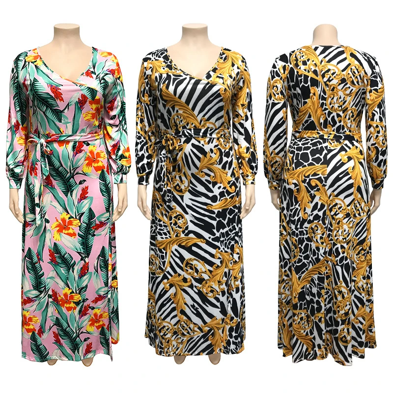 

Zoctuo Dress Plus Size XL-5XL Women Fashion Print Long Maxi Dress Autumn Open Bodycon Night Beach Casual Dresses Vestidos