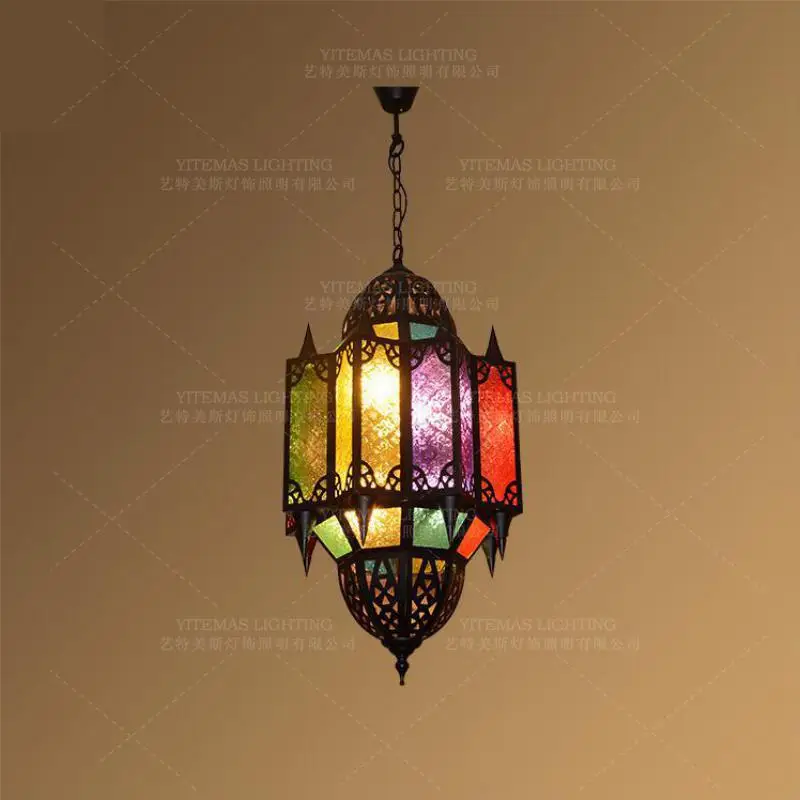 Мусульманский красочный подвесной светильник арабский стеклянный для ресторана