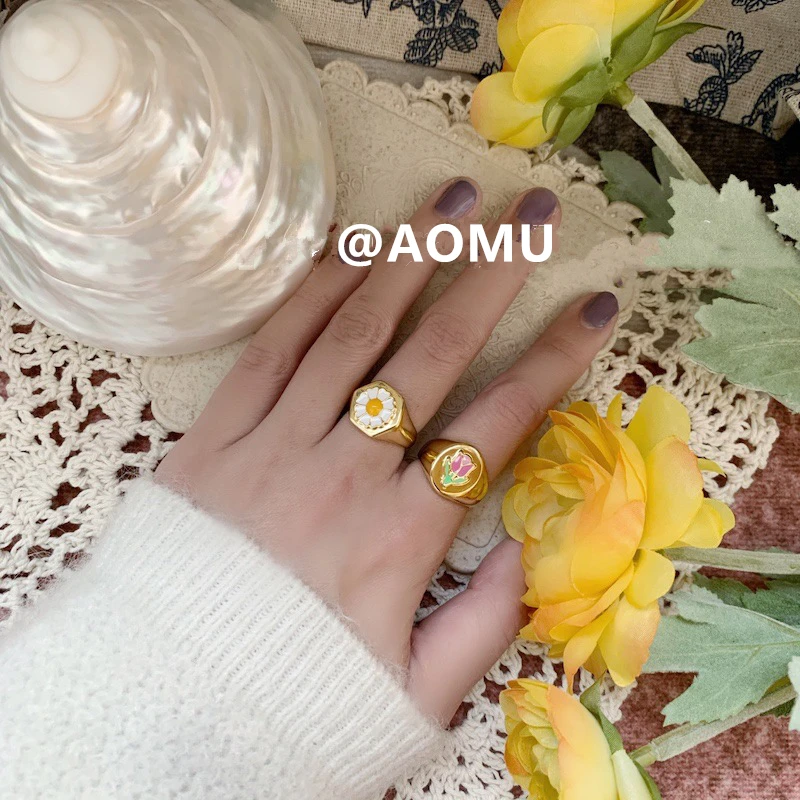 Женский набор украшений AOMU с металлической подвеской в виде маргаритки тюльпана