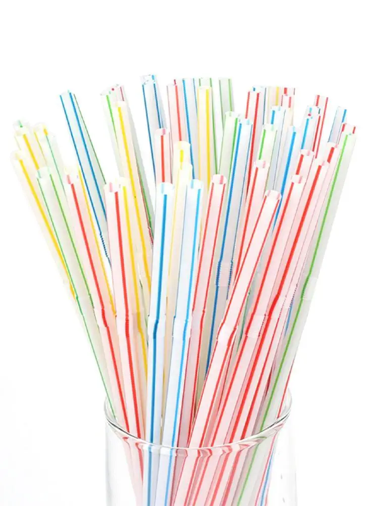 

Пластиковые гибкие трубочки для питья, сгибаемые, разноцветные, полосатые, 100, одноразовые трубочки шт./упаковка