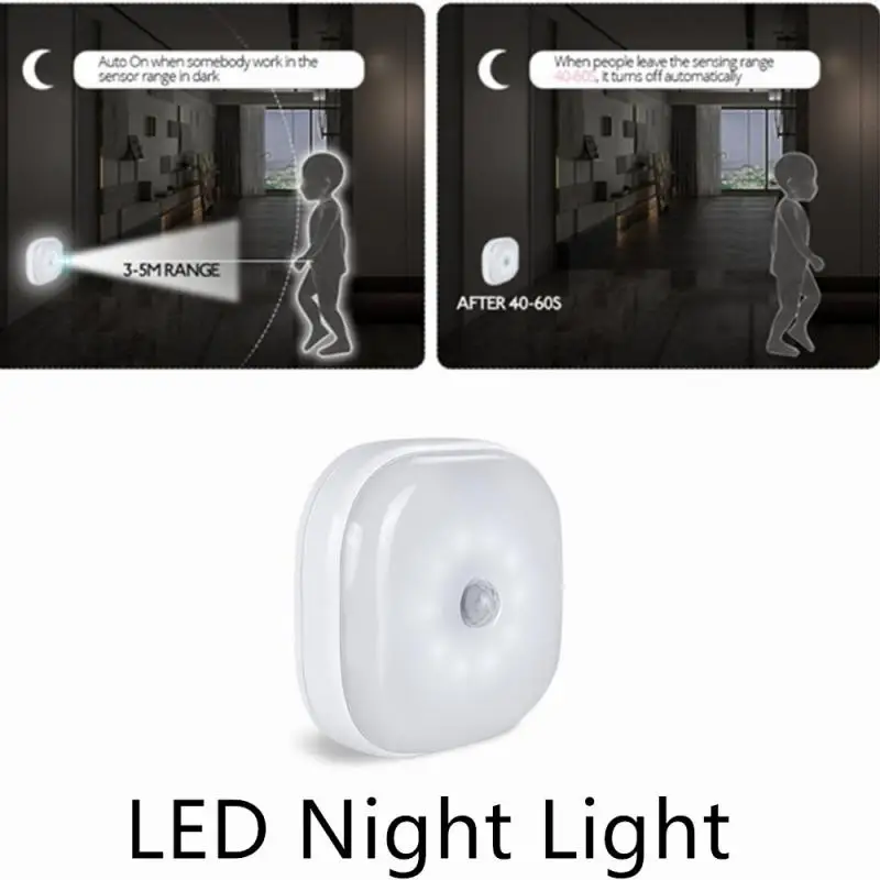 

1 Pcs Motion Sensor Wireless Night Lights Bedroom Decor Light Detector Wall Decorative Lamp Staircase Closet Room Aisle Lighting