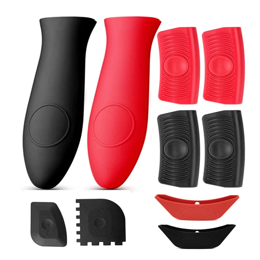 

Silicone Hot Handle Holder Cast Iron Handle Cover, 6 Pcs Assist Pan Handle Sleeve Pot Holders Cast Handles Grip Covers 10pcs