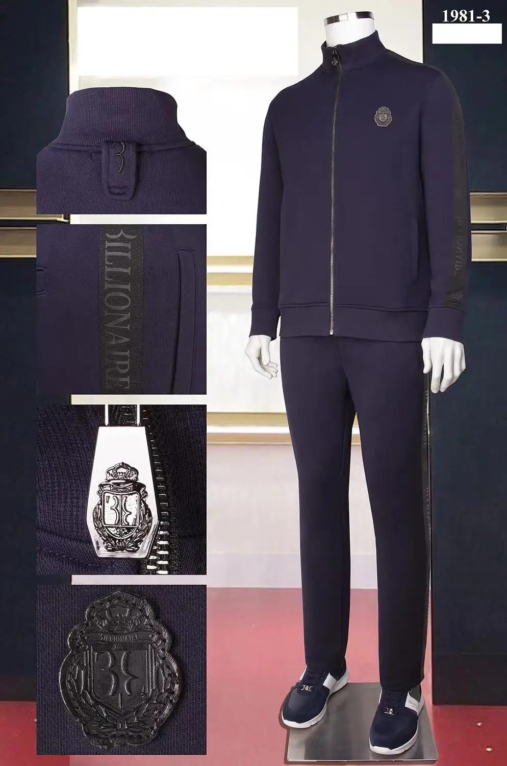 

Thick BILLIONAIRE Sportswear set men 2021 new winter Fashion embroidery cotton zipper England high quality European size