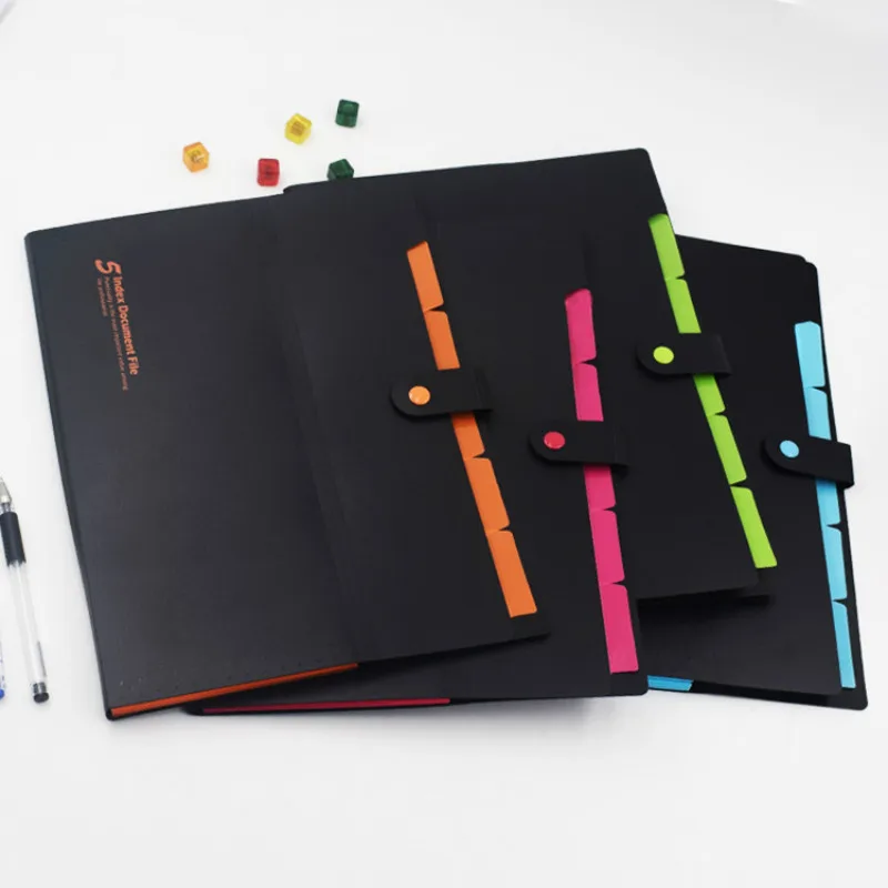 

5 Pckets PP Folder Elastic Closure Folder Expanding Wallet Simple Style File Folder Office Shool Filing Products A4 File Bag