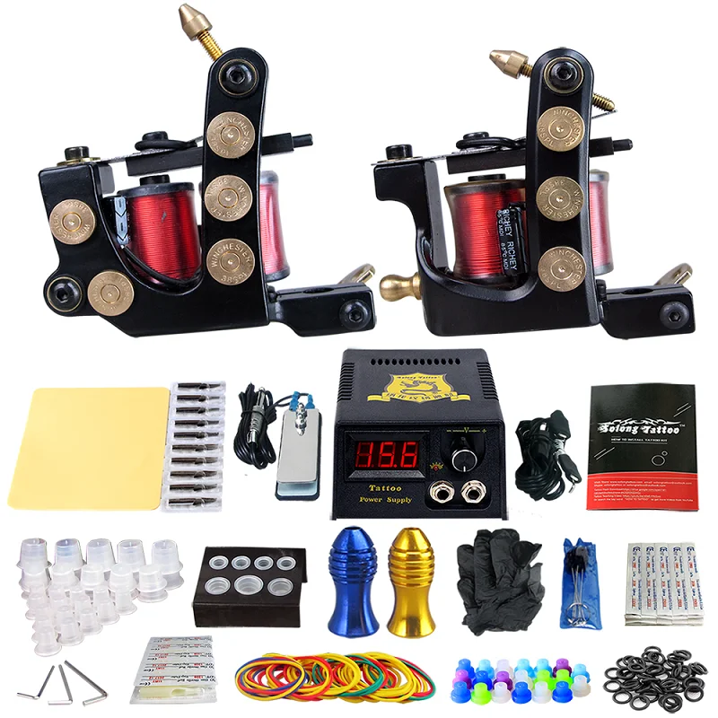 Полный комплект машины для татуировки набор 2 катушки пистолеты наборы