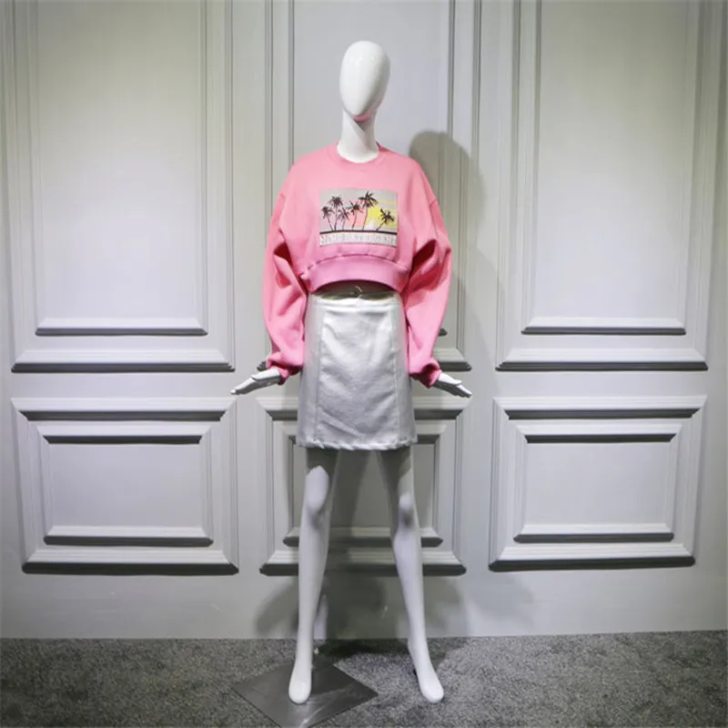Женский костюм повседневный модный розовый свитер с рисунком кокосовой пальмы и
