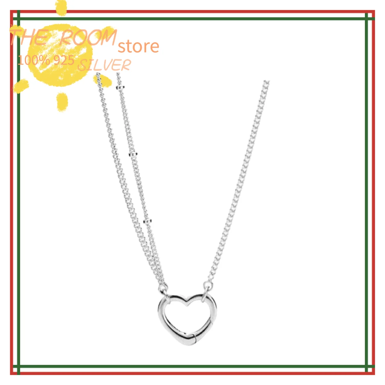 

2021 new Hot sale luxury Real 925 Sterling Silver Authentic pan necklace For Women heart Silver fashion wedding Jewelry