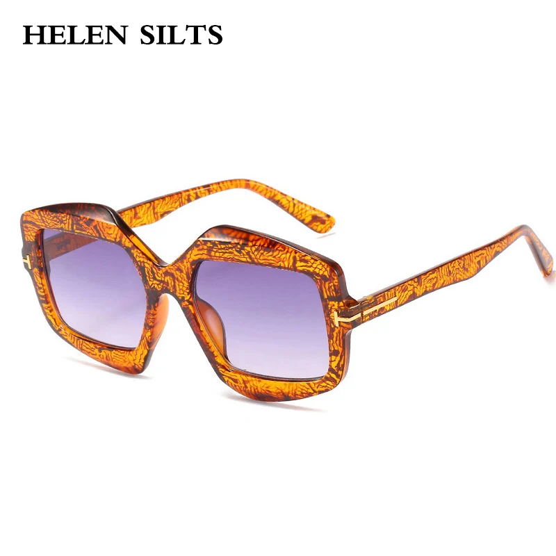 Винтажные Квадратные Солнцезащитные очки, женские брендовые дизайнерские солнцезащитные очки с большой оправой, кристральные солнцезащитные очки для женщин и мужчин, оранжевые леопардовые очки Gafas De Sol