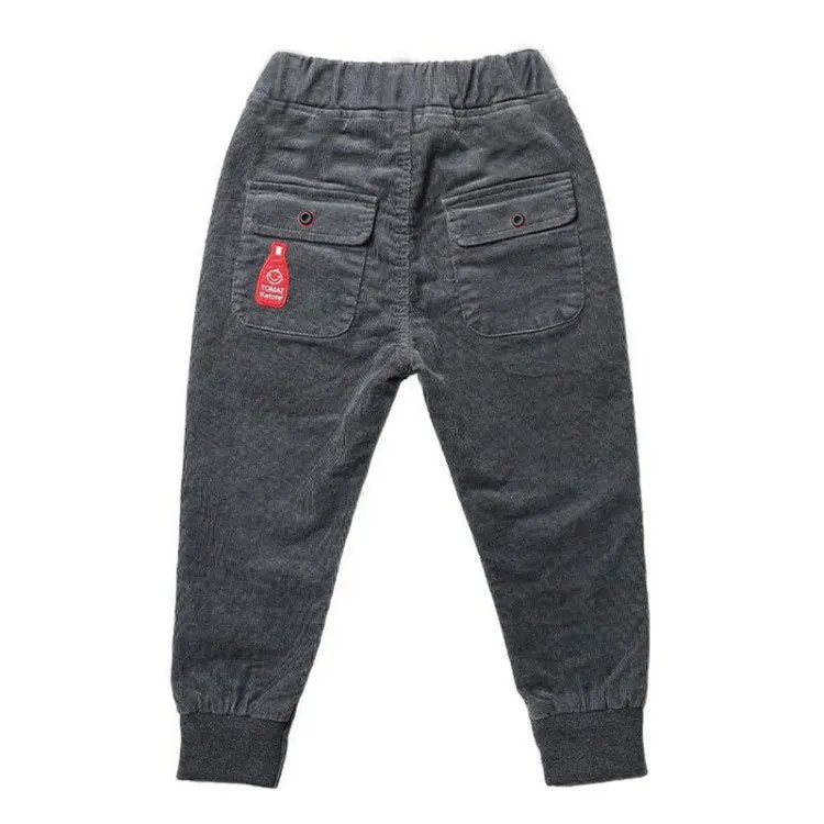 

Boys spring and autumn corduroy pants in the big boy trousers children fashion casual pants wine bottle embroidery