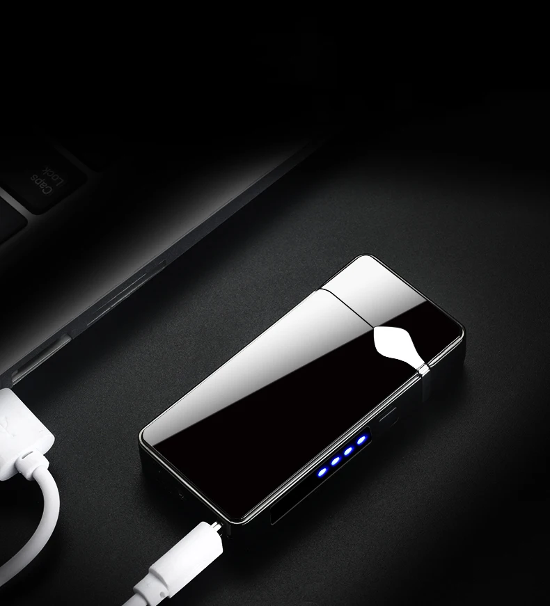 Usb зарядка сенсорный датчик переключатель открытый кемпинг спортивная водонепроницаемая Зажигалка показывает батареи импульсный плазменный двойной дуговой прикуриватель