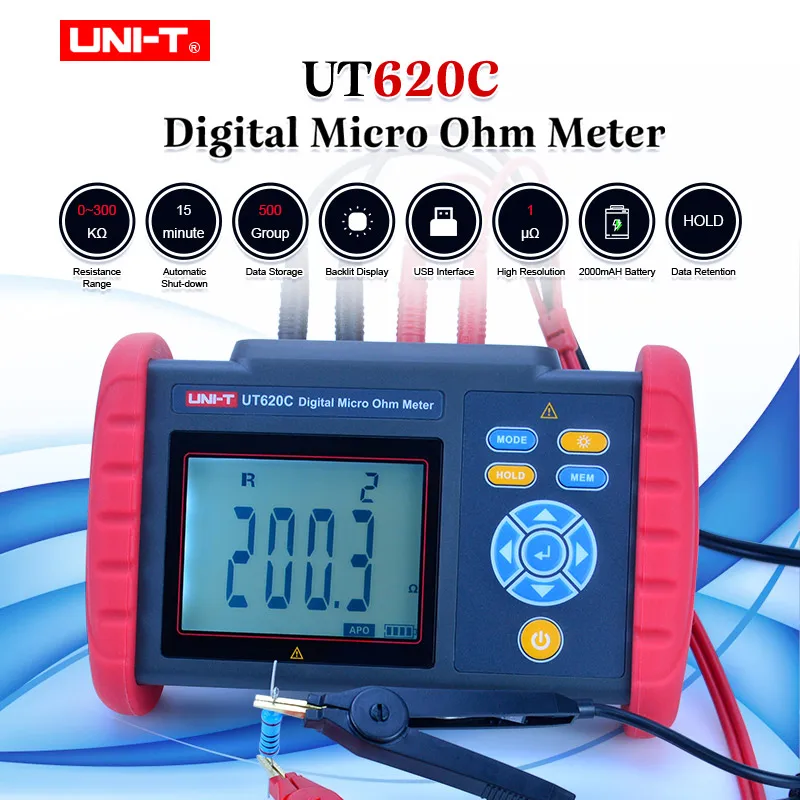 Цифровой Микро-Омметр UNI-T UT620C Измеритель постоянного тока низкого сопротивления