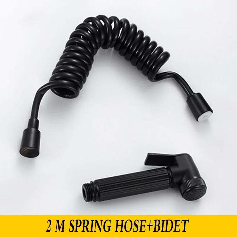 hose and bidet Черный латунный ванная, смеситель для биде высокого давления биде гигиенический душ кран двойной выход двойная ручка гигиенический душ один холодный - Цвет: hose and bidet