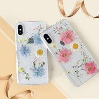 soft real dried pressed flower phone case for iphone 11 pro 7 8 6 6s plus x xr xs max luxury clear rubber back cover