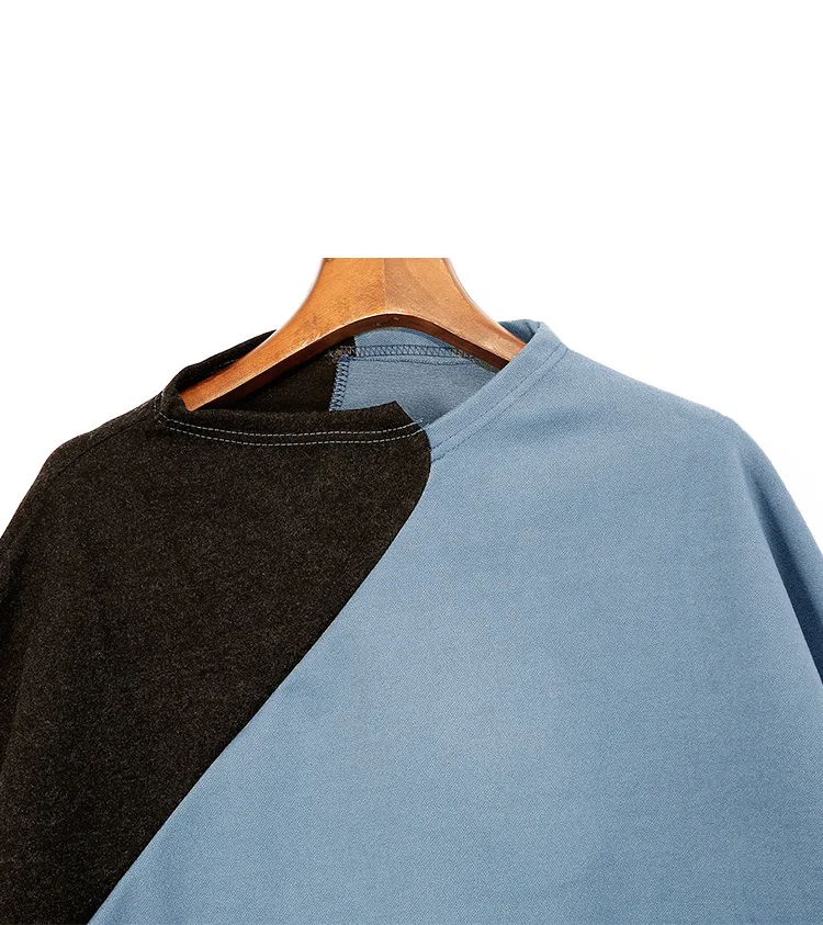 

New 2021 fashion patchwork Long Sleeve Loose Irregular Shirt Women fashion Ladies Blouse