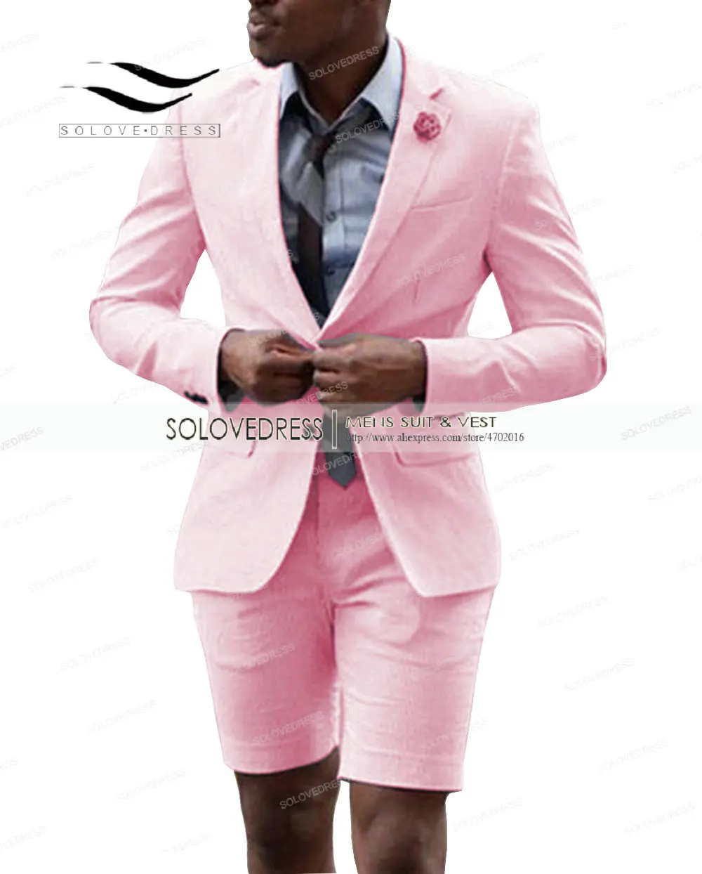 Solovedress однотонный мужской свадебный костюм с короткими брюками