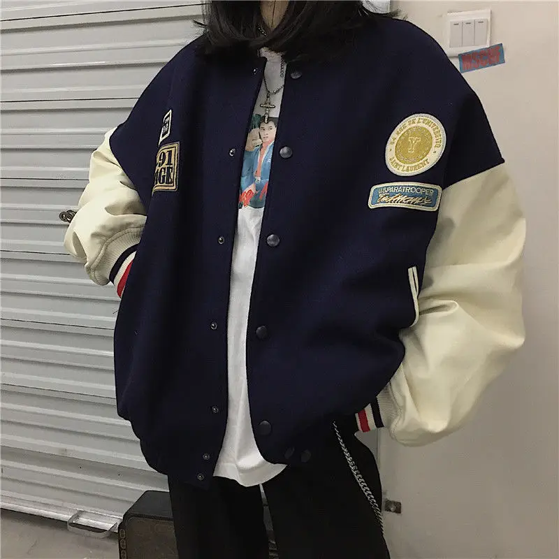 

2XL Harajuku свободная бейсбольная форма модные куртки для женщин зимняя одежда женская куртка Женское пальто женские куртки оверсайз