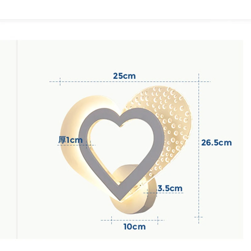 Белый акриловый настенный светильник с милым сердцем украшение для свадебной