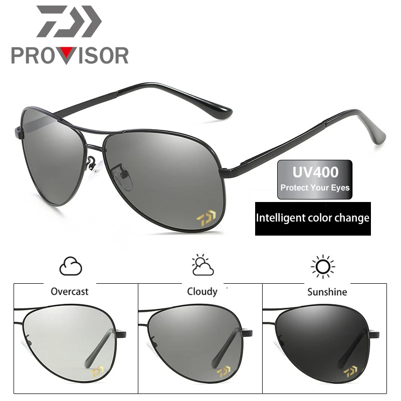 

2020 DAWA Fishing Sunglasses Men Retro Driving Fishing UV400 Eyeglasses UV Protection Hiking Discoloration Polarized Sunglasses