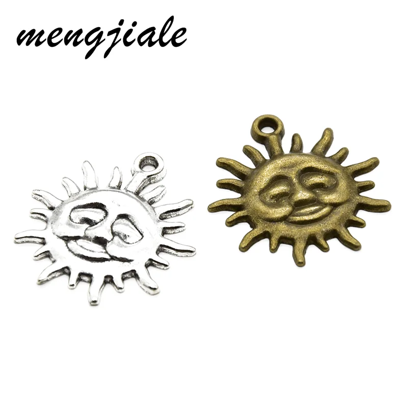 

3pcs Wholesale Two Color Sun Smiley Charms Zinc Alloy Metal Big Pendants For DIY Handmade Jewelry Accessories Making 37*34mm