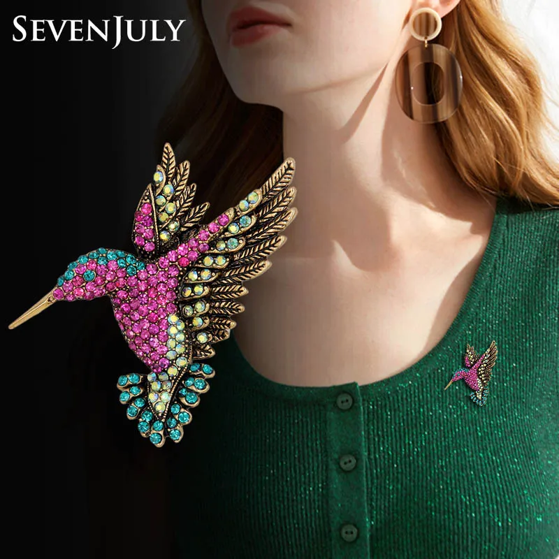 Женская Винтажная брошь с кристаллом и горным хрусталем|brooch pins|hummingbird broochscarf
