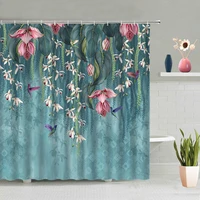 chinese style flower bird shower curtain set ink bamboo koi goldfish background decor cloth bathtub screen washable with hooks