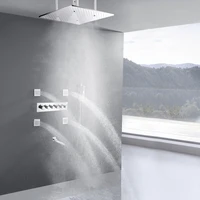 modern chrome polished square pressure thermostatic mist rain tub spout adjustable handheld shower arm