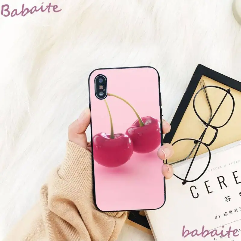 

Babaite fruit cherry Strawberry black Phone Case For iPhone 8 7 6 6S Plus X XS MAX 5 5S SE XR 11 11pro promax 12 12Pro Promax