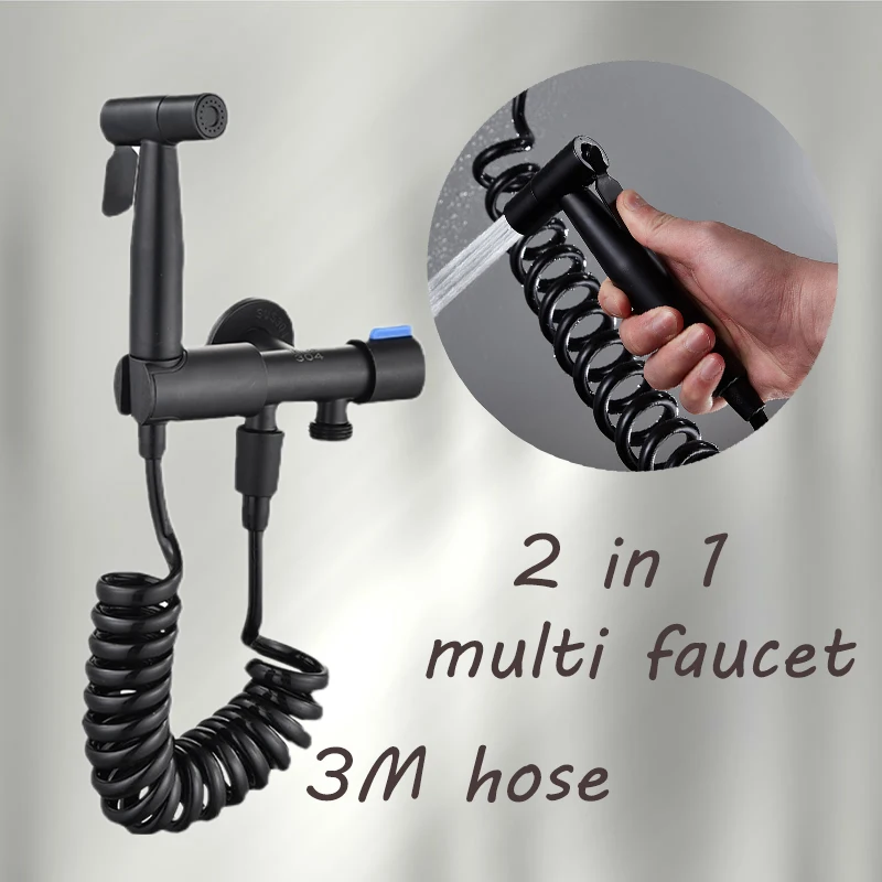 Комплект для биде из нержавеющей стали Женский черный ручной распылитель