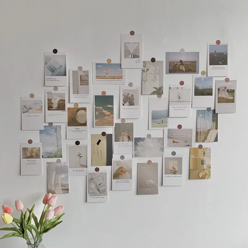 

INS Korean Photo Decoration Card Set 30 Sheets Art Photography Props Collocation Postcard DIY Room Wall Sticker Colour Printing