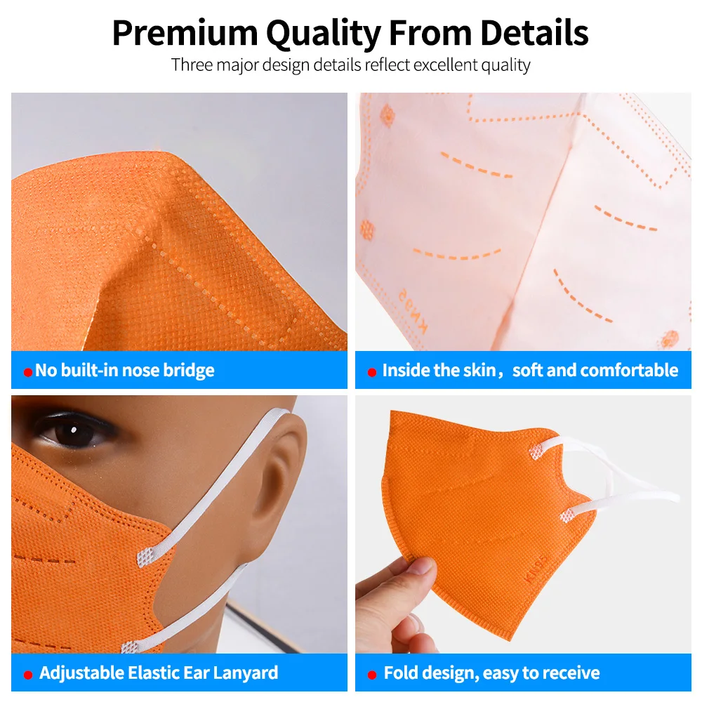 

0-5 Ages Orange Respiratory Mask fpp2 Kids Mascarilla kn95 fpp2 Homologada Infantil Washable kn95 Children Face Mask