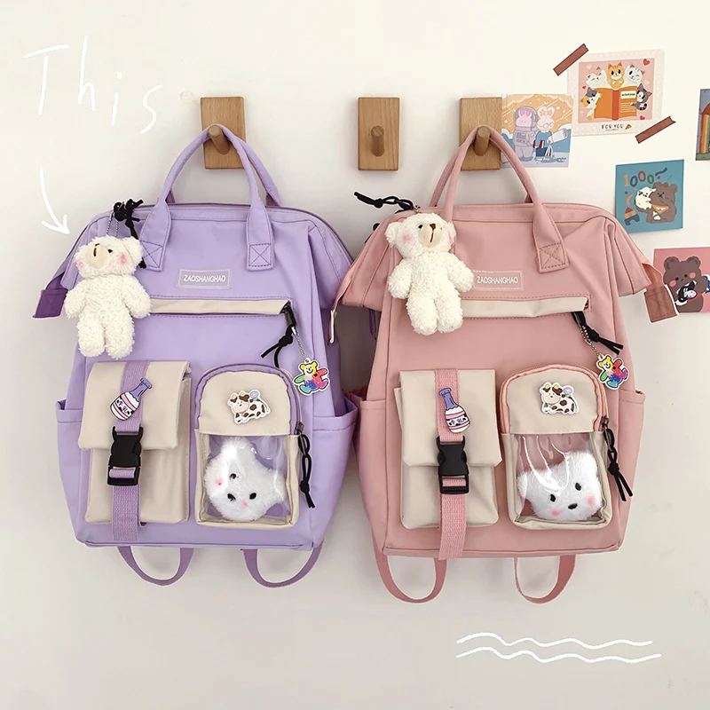 

Backpacks For School Teenagers Girls Cute Ring Bag Designer Travel Laptop Backpack Women Notebook Back Pack Patchwork Bagpack
