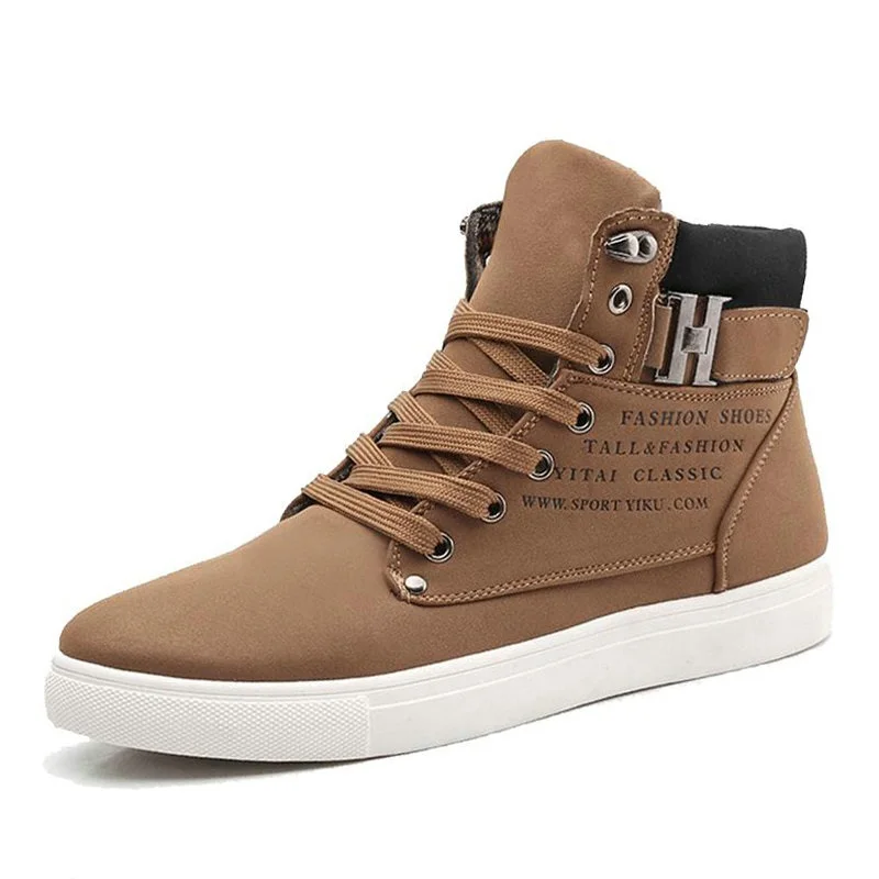 

MR CO 2020 Hot Men Shoes Fashion Men Boots Autumn Leather Footwear For Man New High Top Canvas Casual Shoes Men