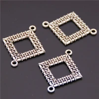 10pcs silver plated hollow square chinese knot connector retro earrings metal accessories diy charms jewelry crafts making a389