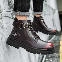 autumn and winter new style mens leather martin boots british style outdoor high top shoes tooling boots motorcycle boots