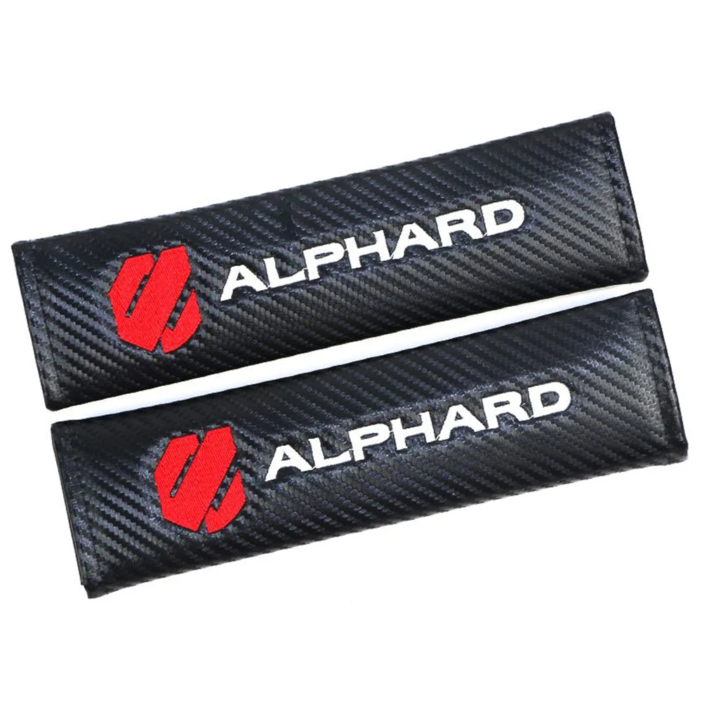 

VEHICAR Seat Belt Covers 2PCS Carbon Fiber Car Seat Belt Pad Shoulder Protection Pads Sleeves With ALPHARD Car Logo Knitting