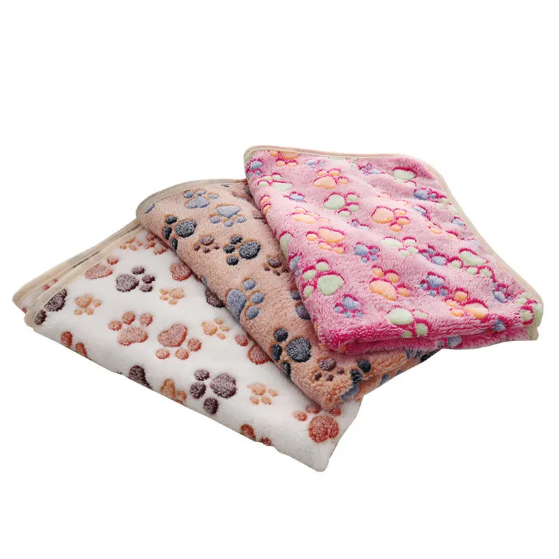 

Soft Flannel Fleece Paw Foot Print Warm Pet Blanket New Cute Dog Bed Mats Sleeping Beds Cover Mat For Small Medium Dogs Cats