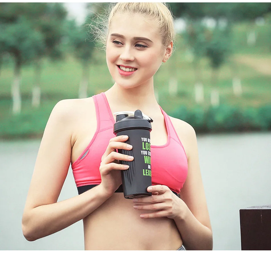 600 мл Спортивная бутылка для воды BPA Free Tritan пластиковая чашка для воды протеиновый шейкер портативный герметичный Открытый путешествия бутылки