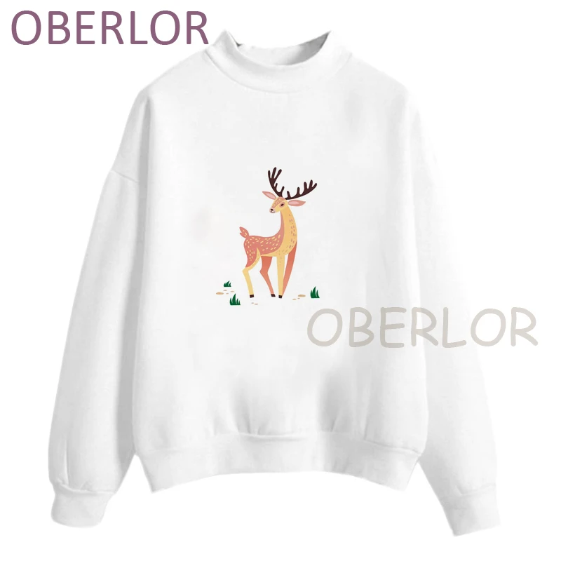 

Худи женское с рисунком оленя, корейский стиль, рисунок диких животных, худи в стиле Харадзюку, модная свитшот, милая одежда, Прямая поставка...