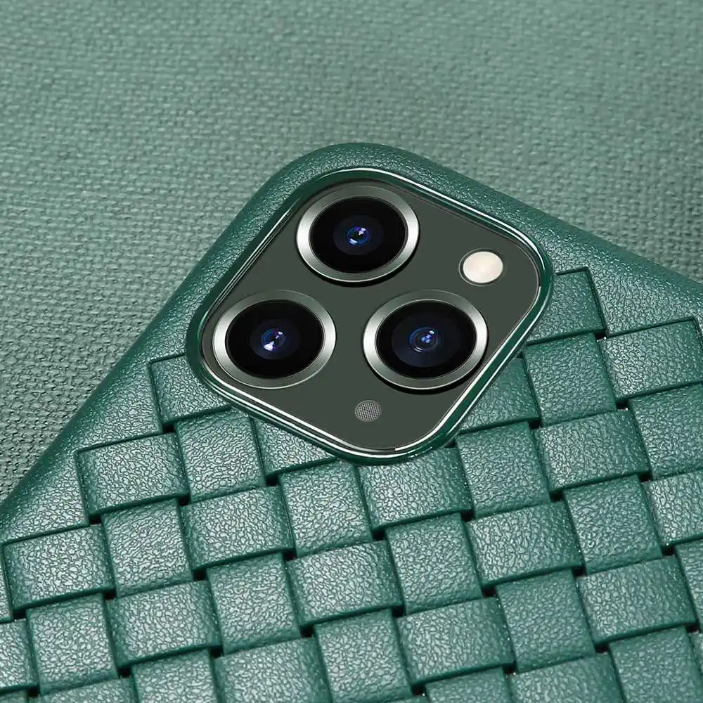 Чехол KISS тканый кожаный чехол для телефона iPhone 11 Pro XR X XS Max бизнес сетка мягкий